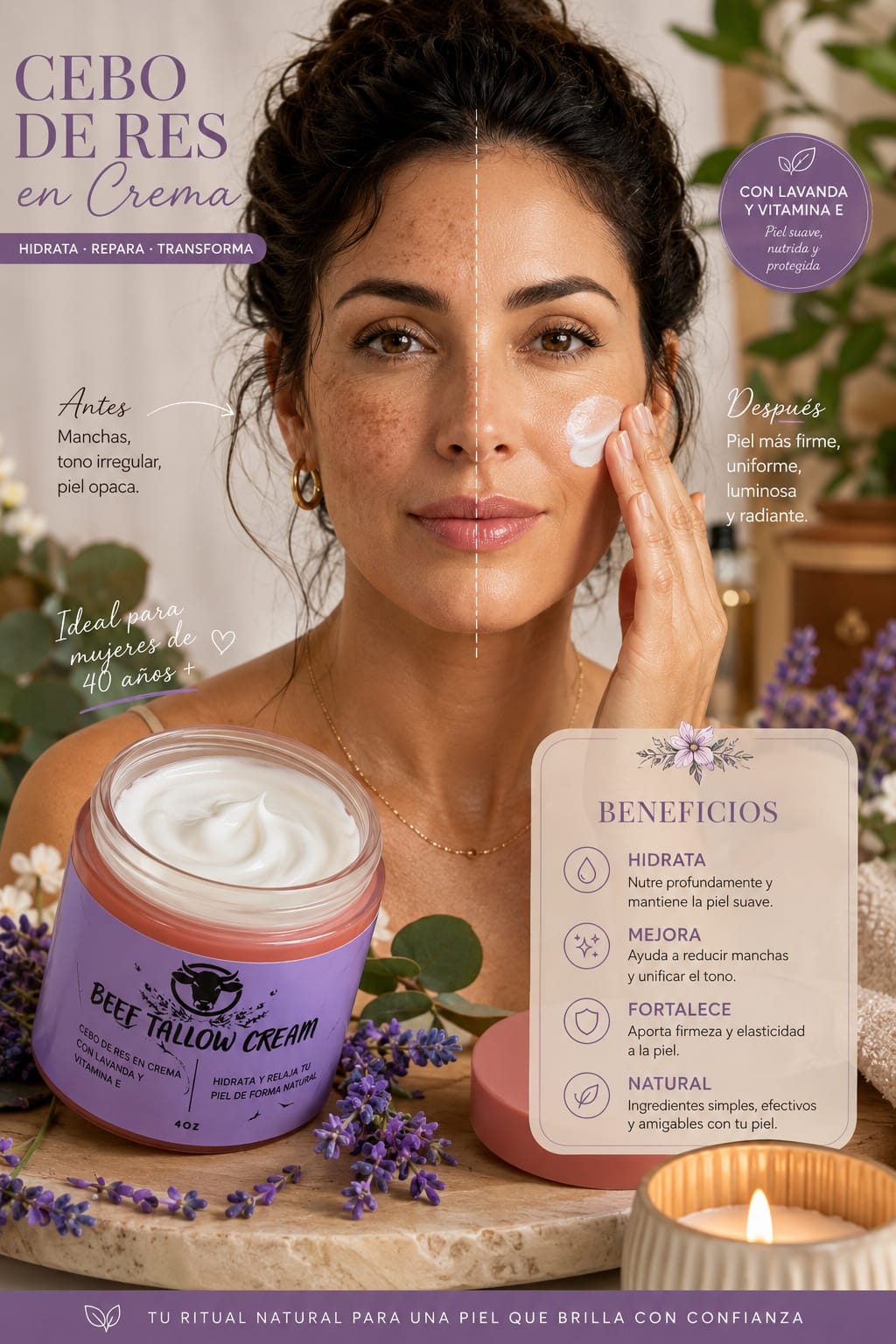 Crema hidratante cebo de res