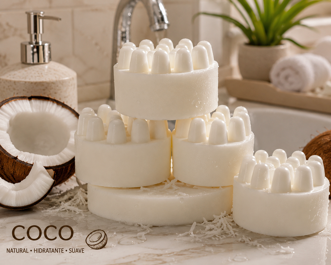 Jabón de glicerina a base leche de cabrá y leche de coco