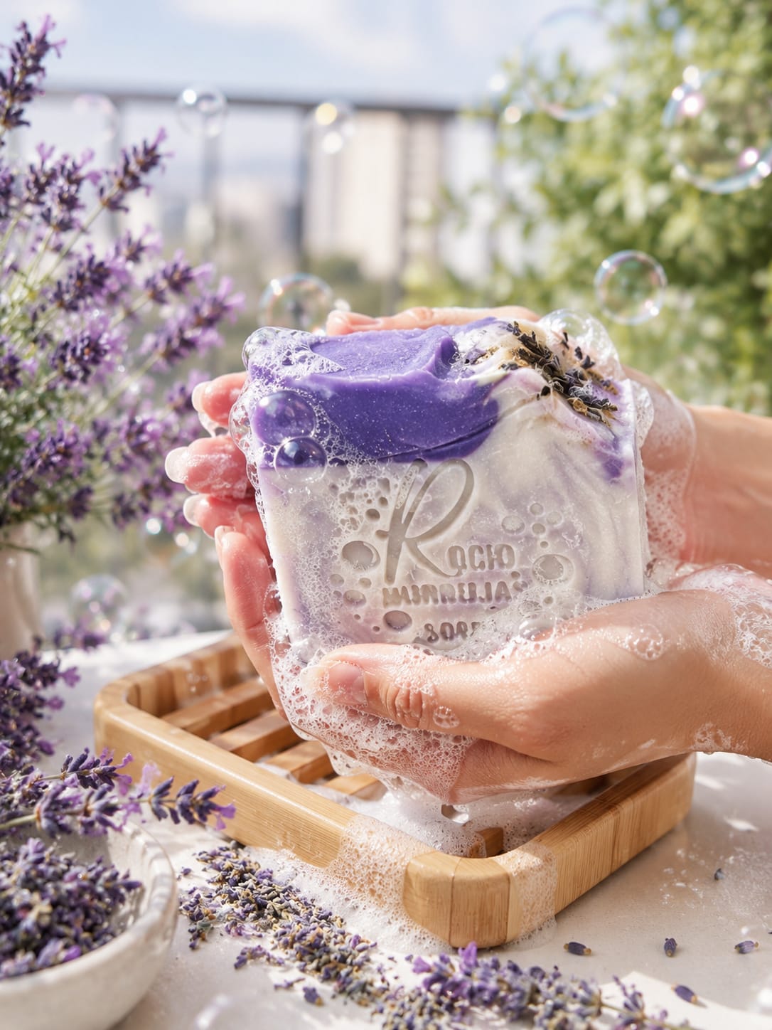 Jabón de lavanda saponificado en frío